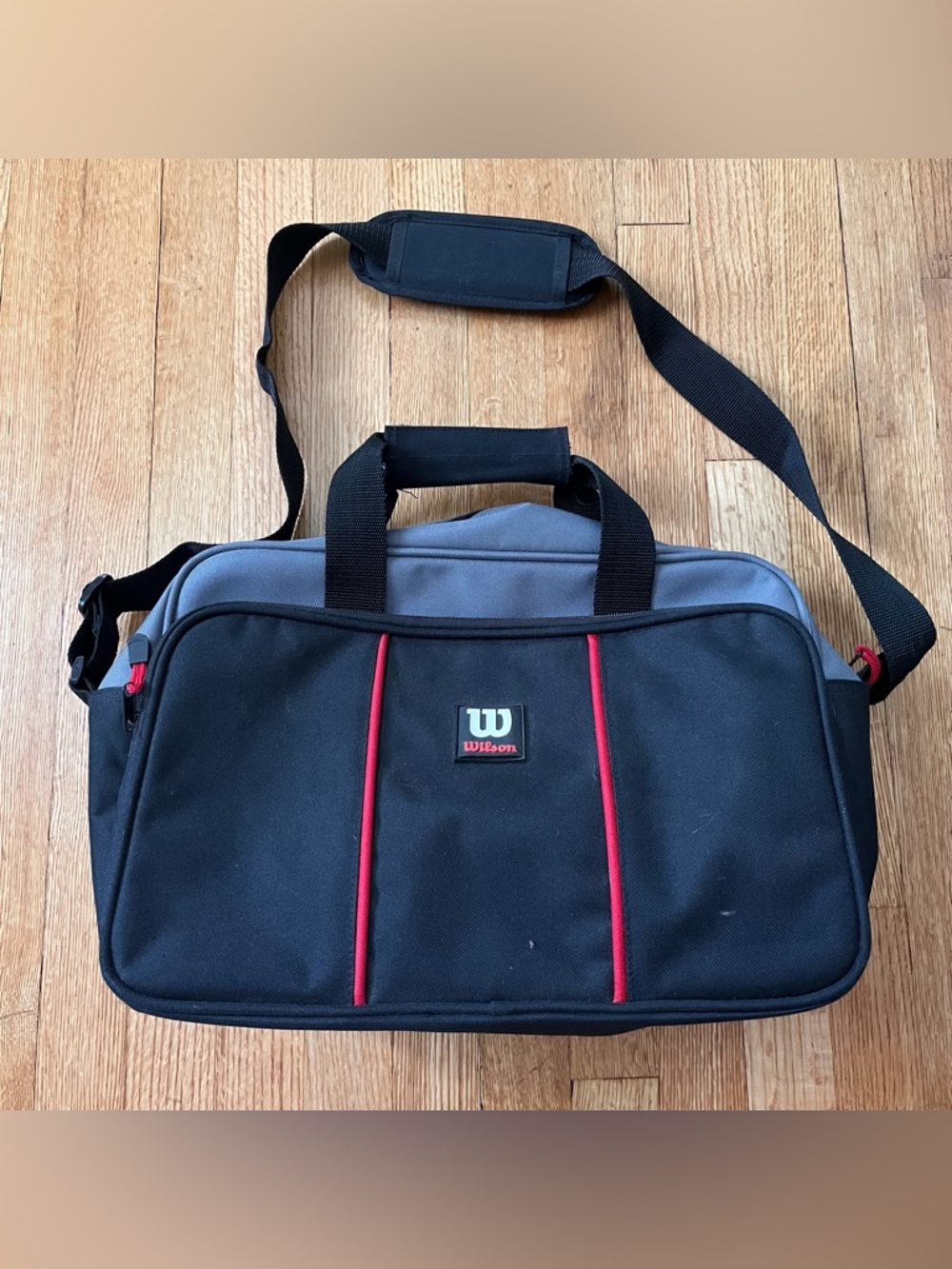 Vintage 90s Wilson Black Duffel Gym Bag Sports Gear Tennis Normcore Pickle Ball
